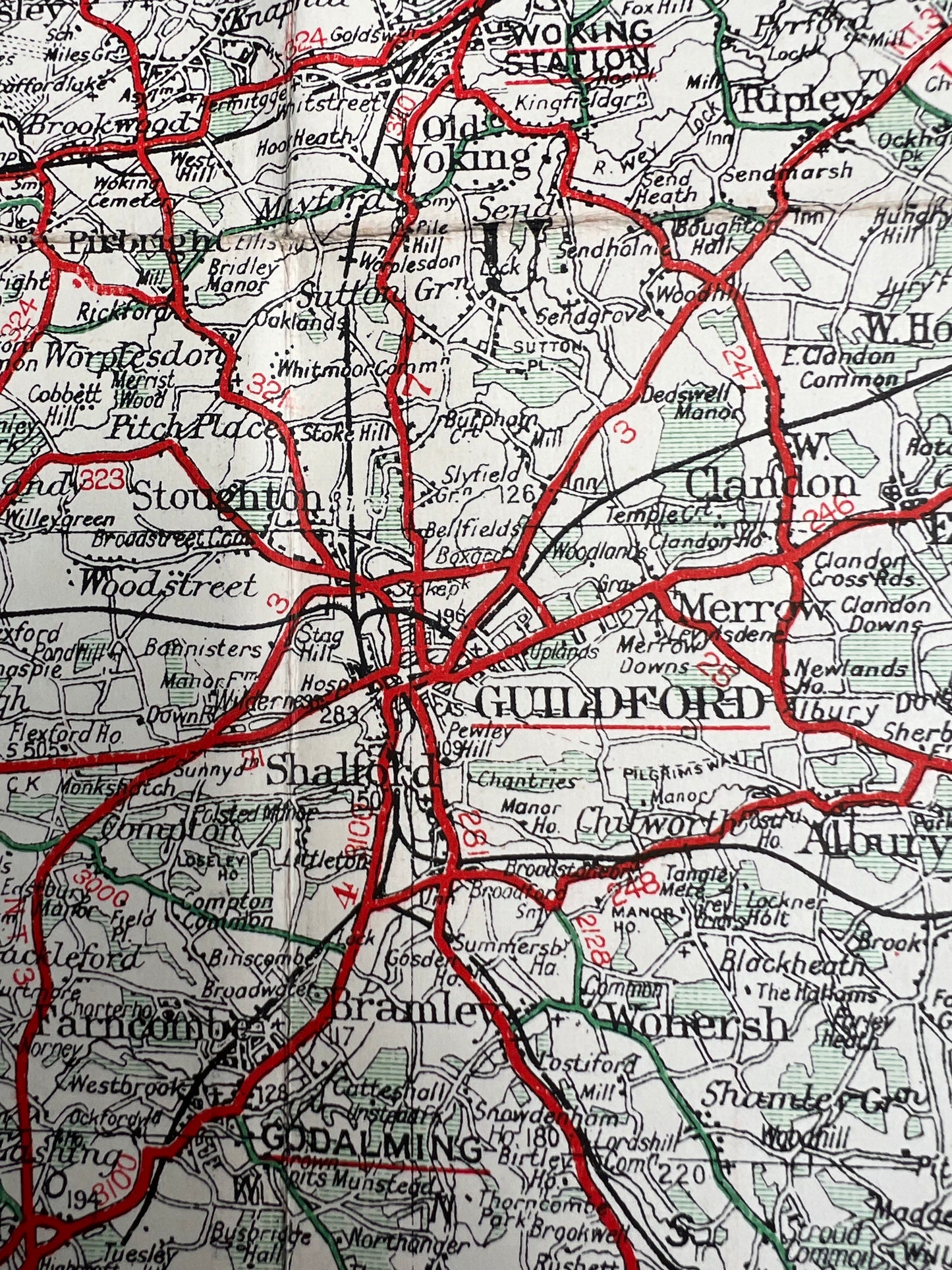 1950s SARGENTS 2 Miles to 1" Cloth Map of 30 MILES ROUND READING