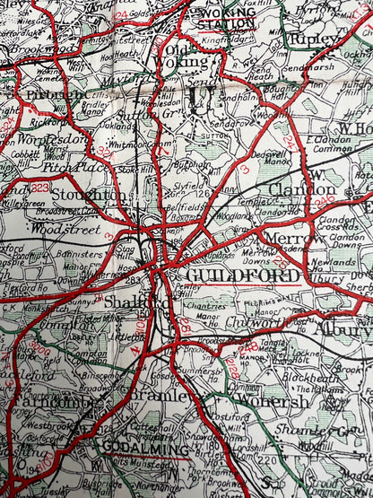 1950s SARGENTS 2 Miles to 1" Cloth Map of 30 MILES ROUND READING