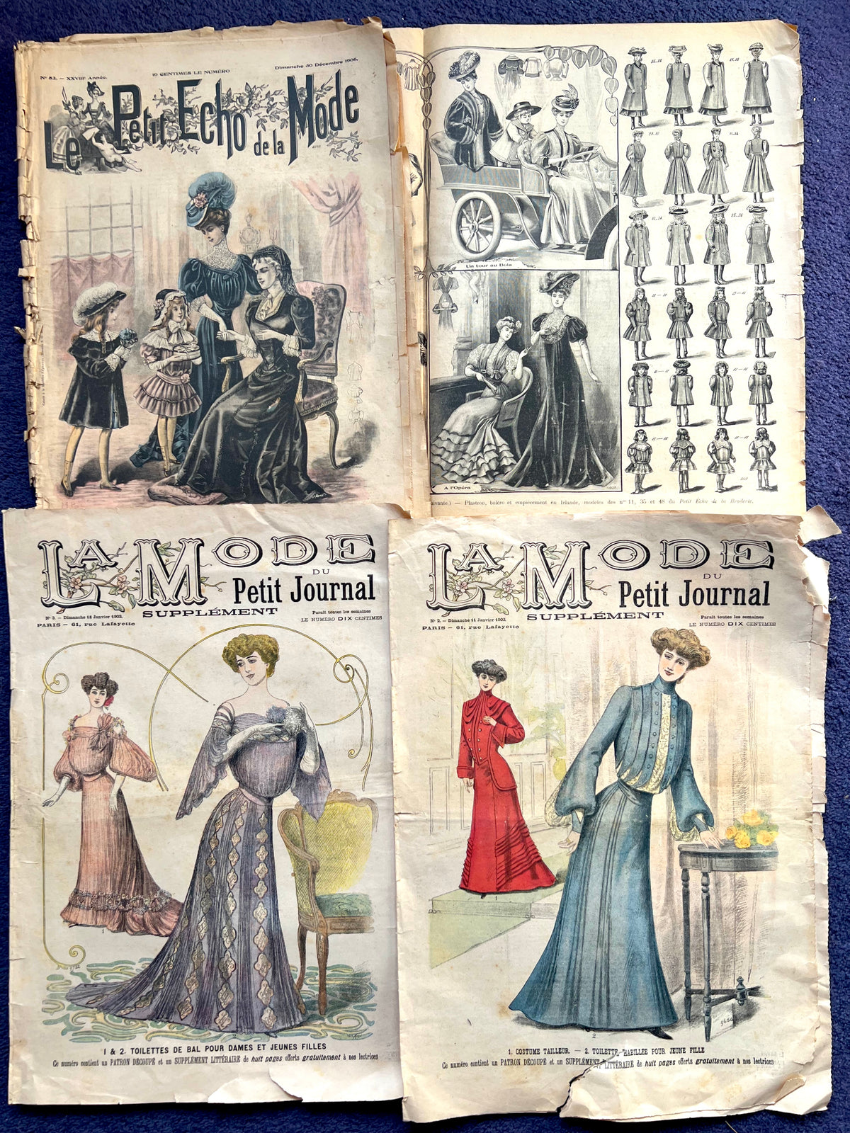 3 Part French Womens Papers from 1903 and 1906 - Perfect for Crafts.
