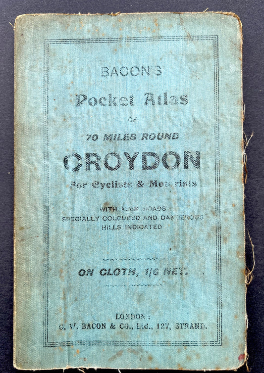 Early C20th Bacons Pocket Atlas 70 MILES ROUND CROYDON for Cyclists & Motorists