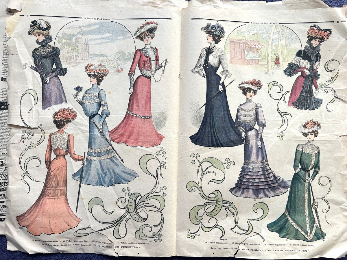 3 Part French Womens Papers from 1903 and 1906 - Perfect for Crafts.
