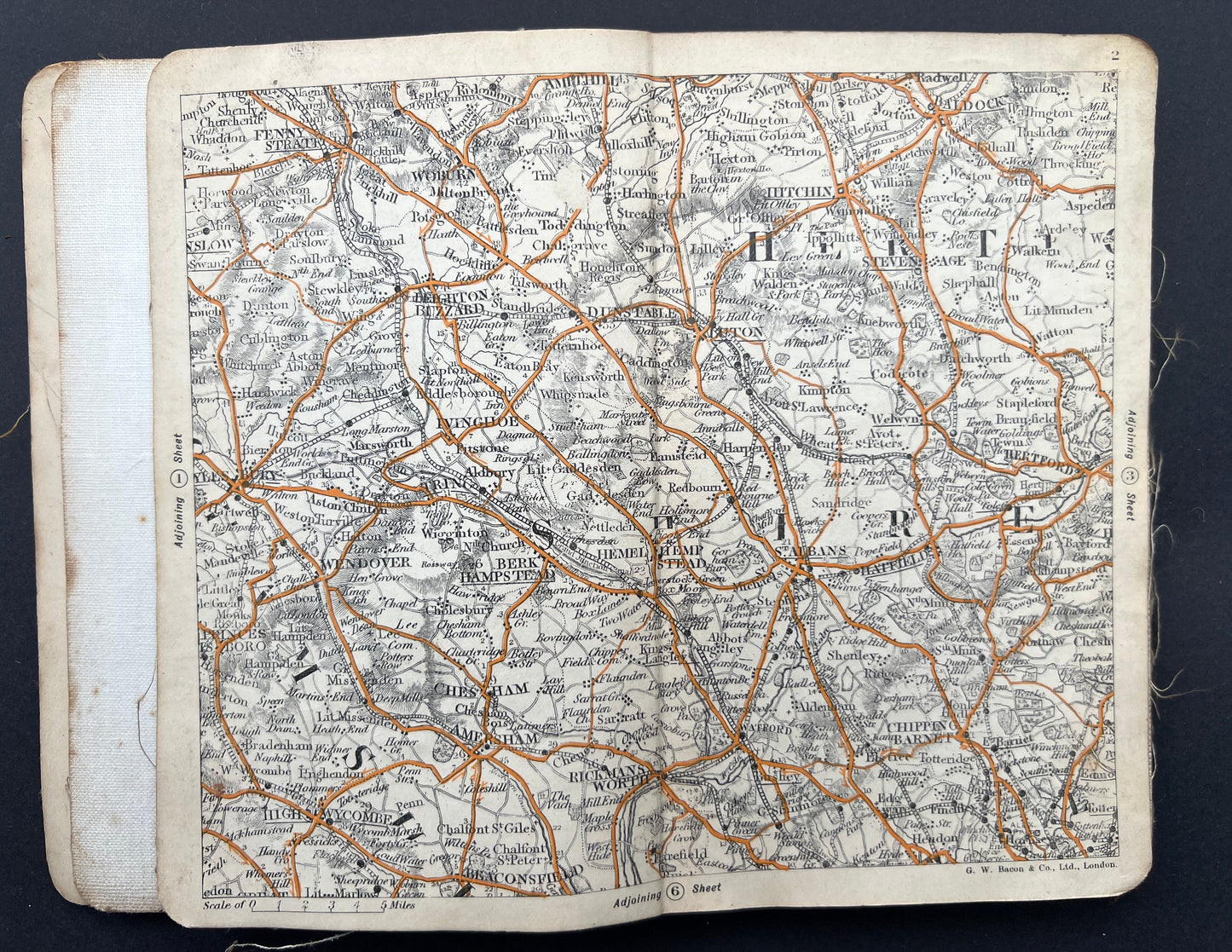 Early C20th Bacons Pocket Atlas 70 MILES ROUND CROYDON for Cyclists & Motorists