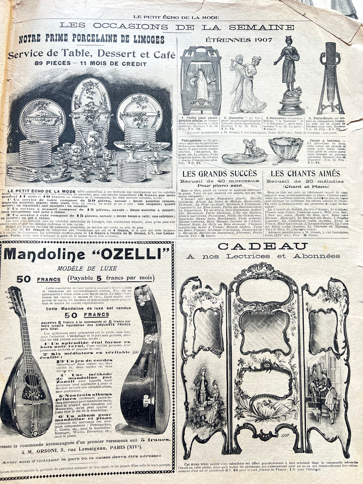 3 Part French Womens Papers from 1903 and 1906 - Perfect for Crafts.