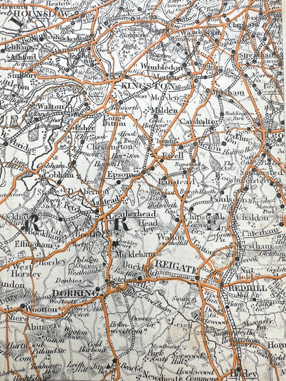 Early C20th Bacons Pocket Atlas 70 MILES ROUND CROYDON for Cyclists & Motorists