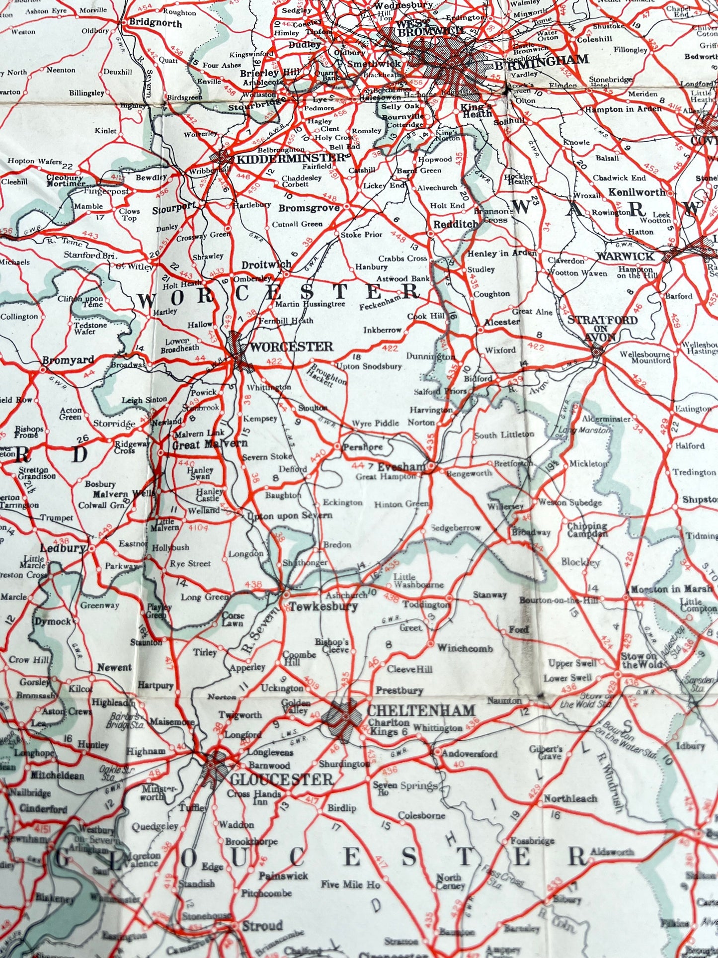 1940/50s Geographica Numbered Road Touring MAP No 3 MIDLANDS and WALES