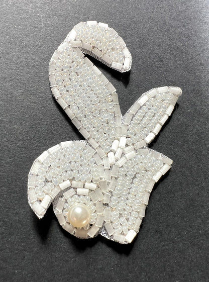 Faux Pearl and White Beads 6.5cm Decorative Applique