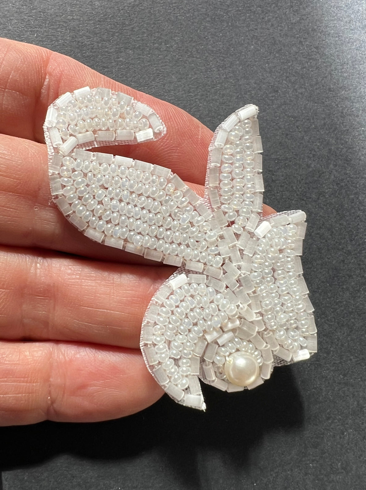 Faux Pearl and White Beads 6.5cm Decorative Applique
