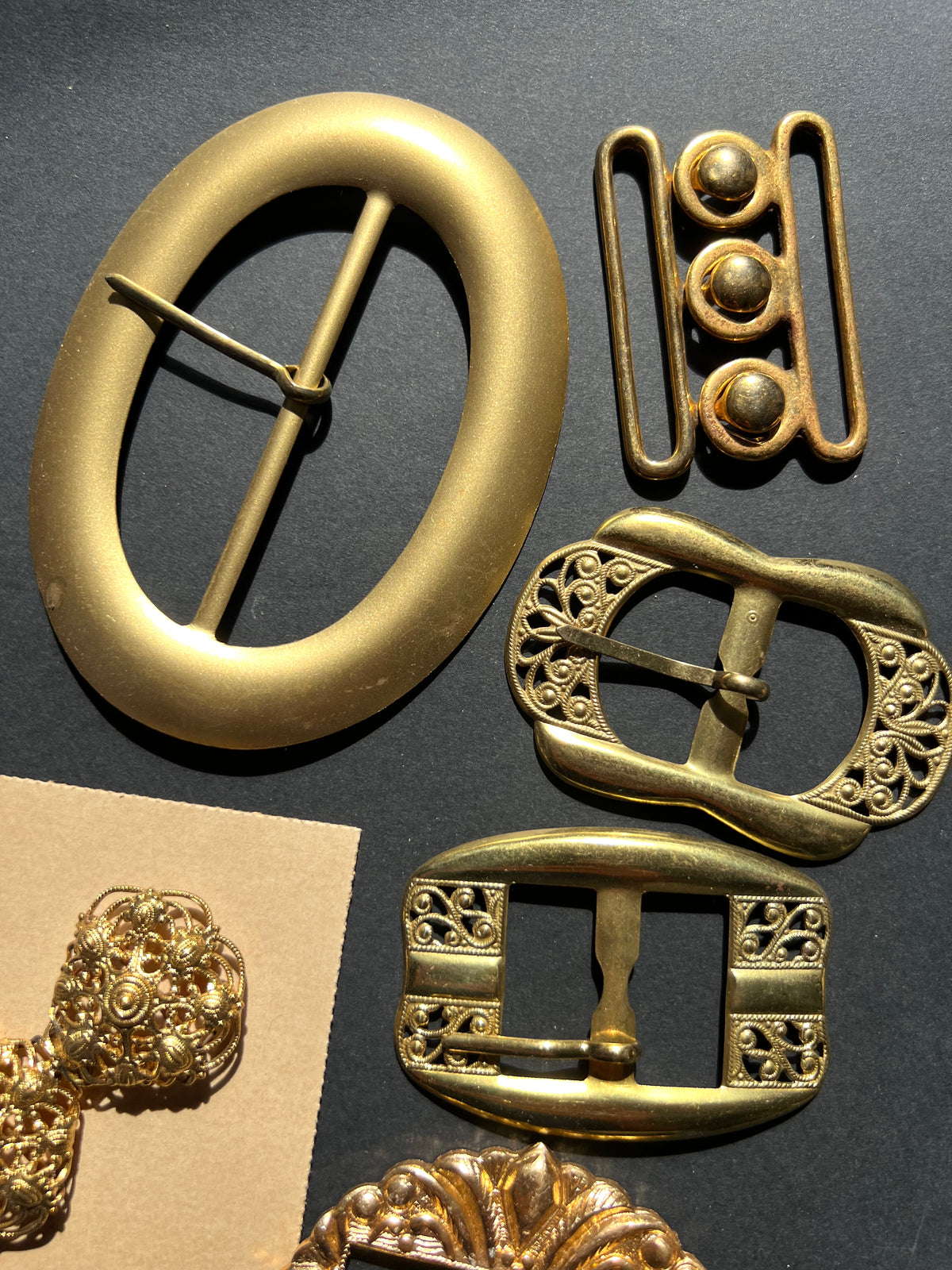 Job Lot of 6 Varied Vintage Golden Buckles with the odd scuff