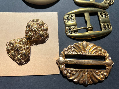 Job Lot of 6 Varied Vintage Golden Buckles with the odd scuff