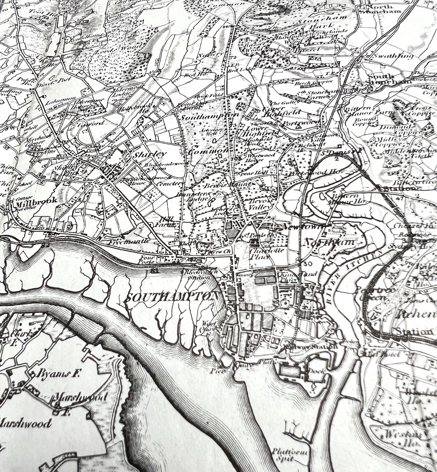 Reprint of 1st Edition (1811) of 1" Ordnance Survey Sheet 86 Southampton and Portsmouth