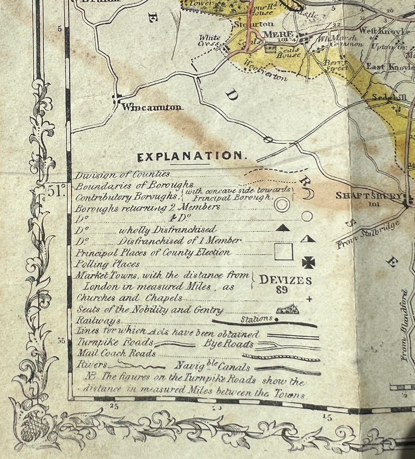 Fascinating 1800s Political Map of Wiltshire with it's railways.