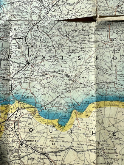 Fascinating 1800s Political Map of Wiltshire with it's railways.