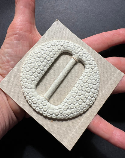 Extraordinary BIG 7.8cm White Snakeskin (?) Vintage Buckle