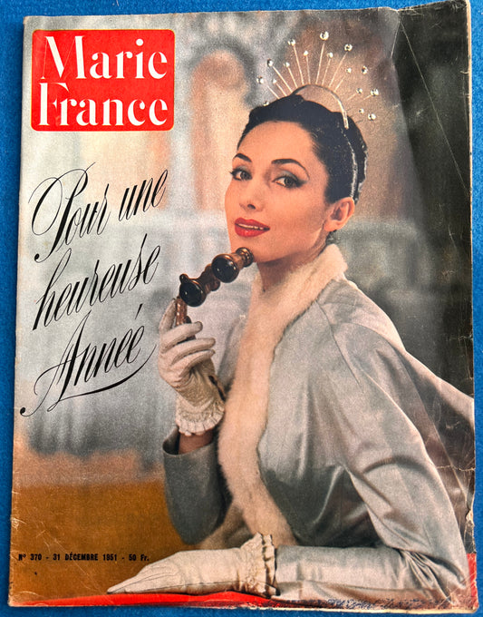 December 1951 Issue of French Fashion Paper Marie France