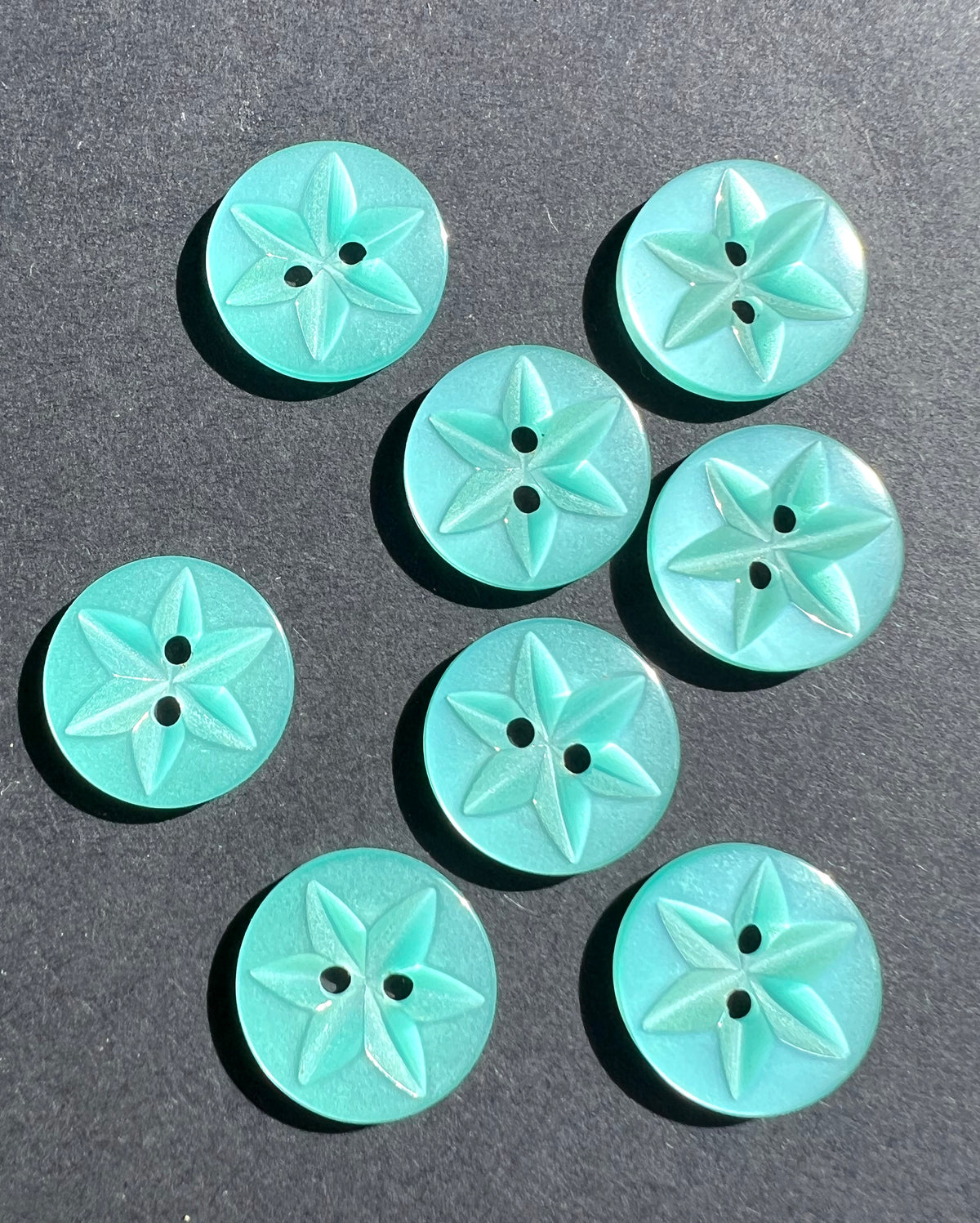 8 Big Star Shimmery Turquoise Blue 1.6cm wide Buttons
