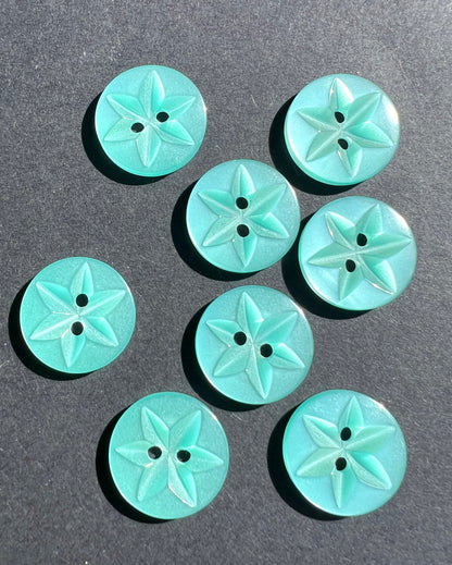 8 Big Star Shimmery Turquoise Blue 1.6cm wide Buttons