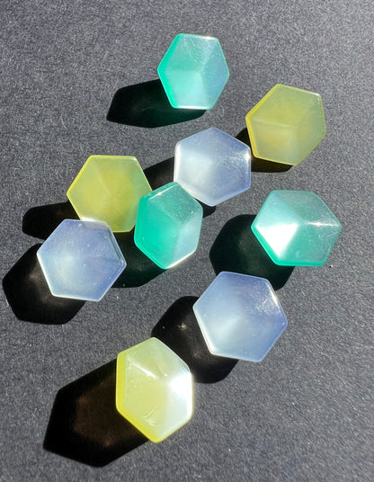 9 Little 1cm Hexagon Shaped Shimmery Multicoloured Buttons