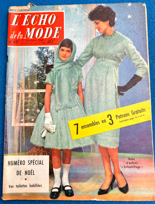 7th December 1958 of French L'Echo de la Mode incl. Christmas Present Ideas.