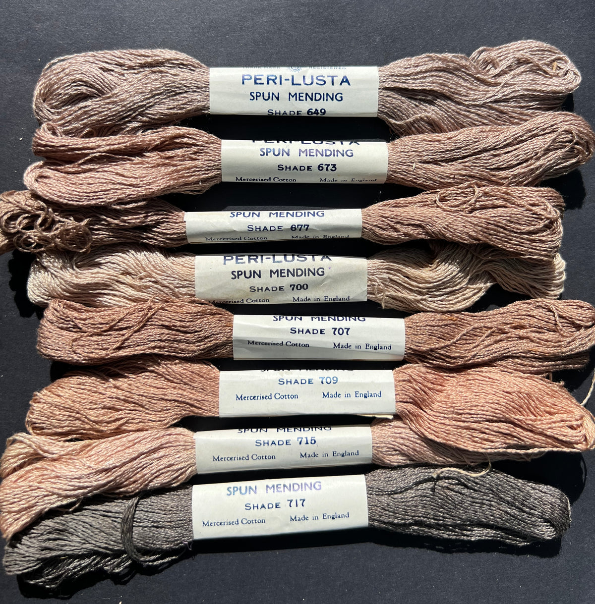 8 Skeins of Different Coloured Vintage Mending Thread.