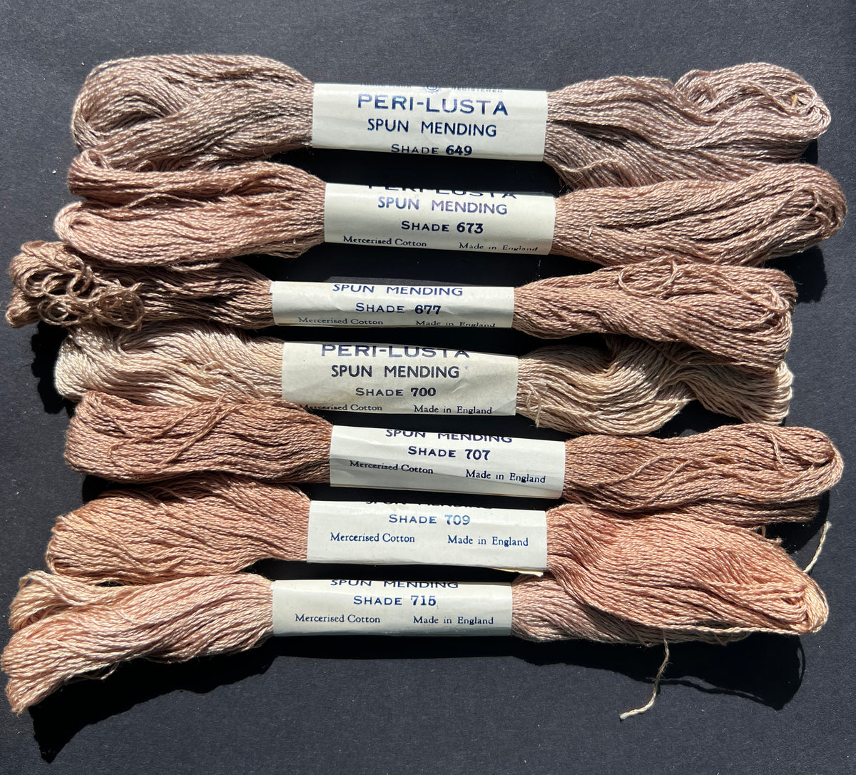 7 Skeins of Different Coloured Vintage Mending Thread.