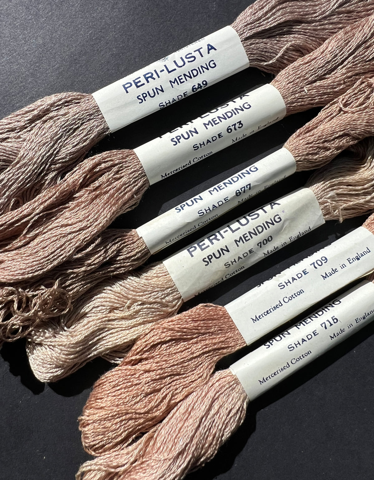 6 Skeins of Different Coloured Vintage Mending Thread.