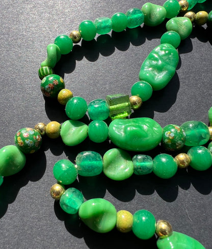 Extraordinary 1920s Green Glass Bead Necklace