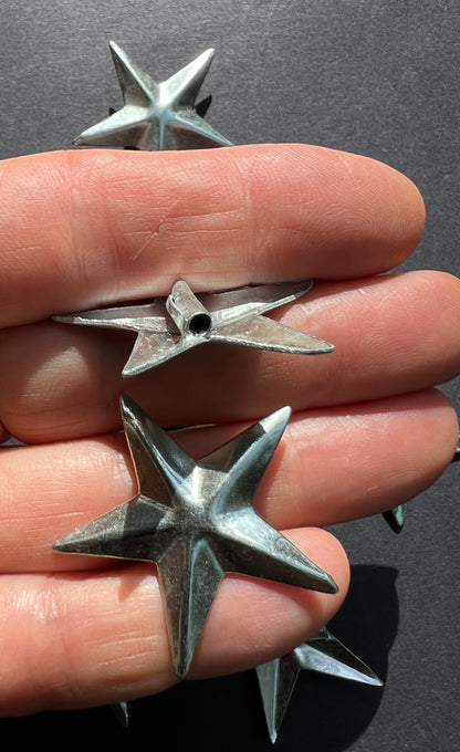 8 Big 4cm wide Silver Stars...To Attach To Things..
