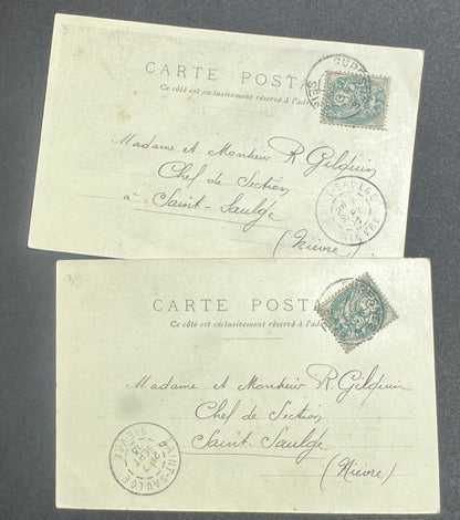 Pair of French Wedding Night Postcards dated 1903