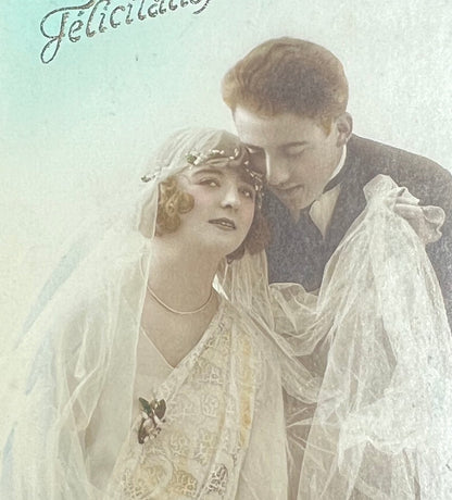 Slightly Ethereal 1923 French Wedding Postcard