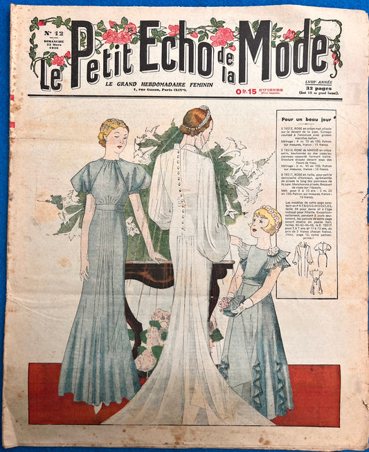 Wedding Dress on March 1936 French Le Petit Echo de la Mode