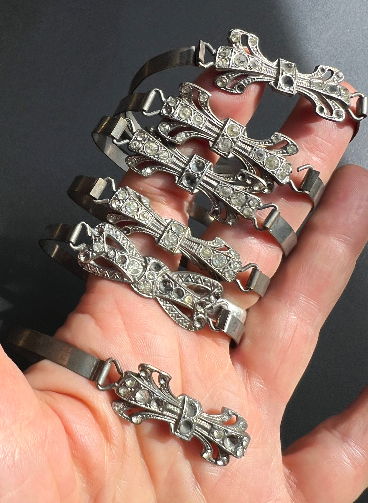 7  1930s Bangles that Need Some Crystals Replacing - 2 designs