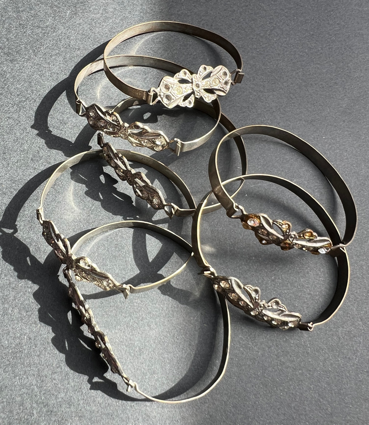 7 Vintage 1930s Bangles that Need Some Crystals Replacing