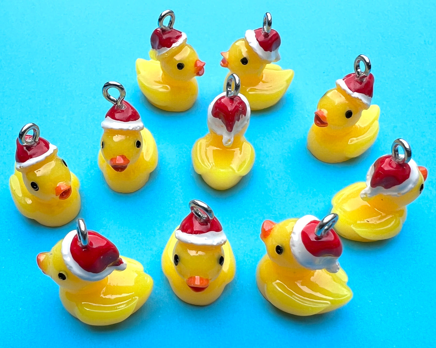 Christmas Hat Wearing Bright Yellow Plastic Duck Charms