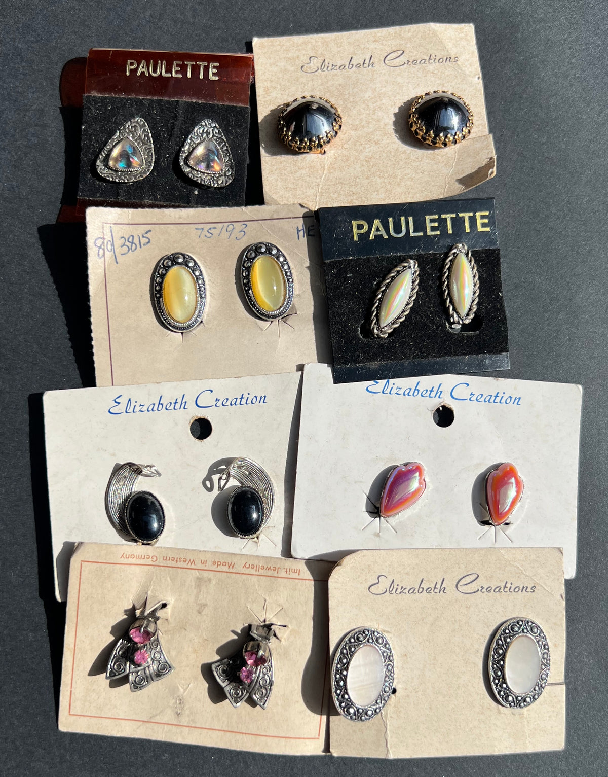 8 Pairs of Vintage Clip On Earrings - One for Every Day of the Week + 1 Spare
