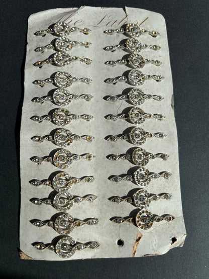 Sheet of 23 Lovely 1930s Hair Clips that Need Some Crystals Replacing