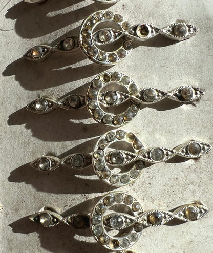 Sheet of 23 Lovely 1930s Hair Clips that Need Some Crystals Replacing