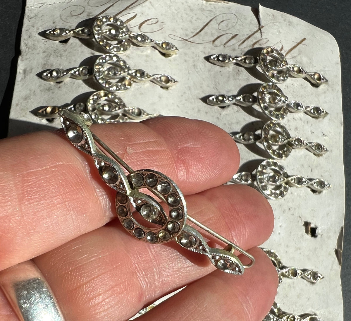 Sheet of 23 Lovely 1930s Hair Clips that Need Some Crystals Replacing