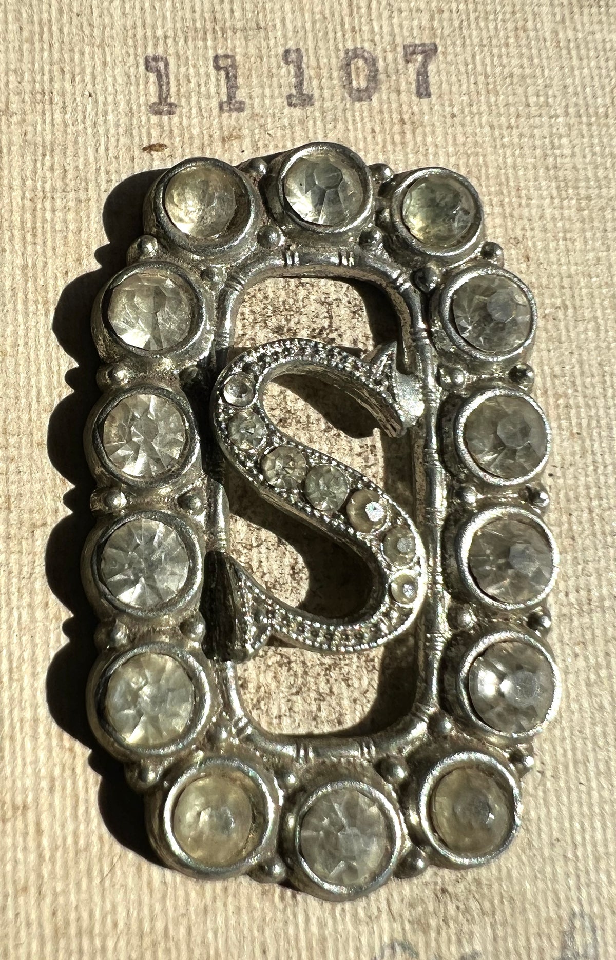 1930s Sheet of 12 Initial Clips that Need Some Crystals Replacing