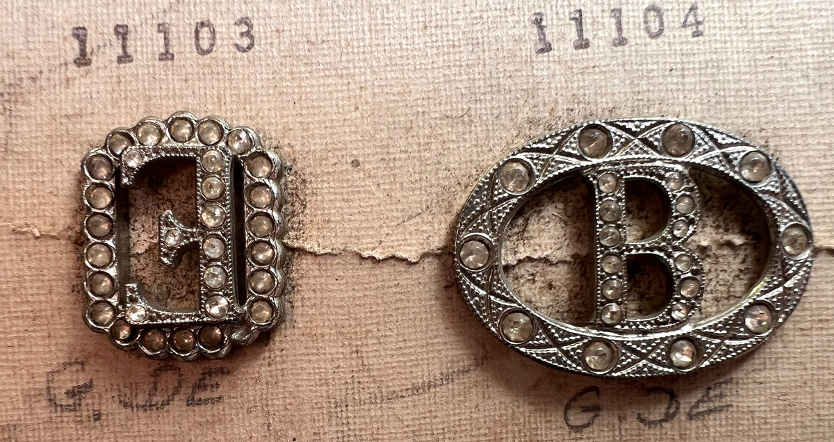 1930s Sheet of 12 Initial Clips that Need Some Crystals Replacing
