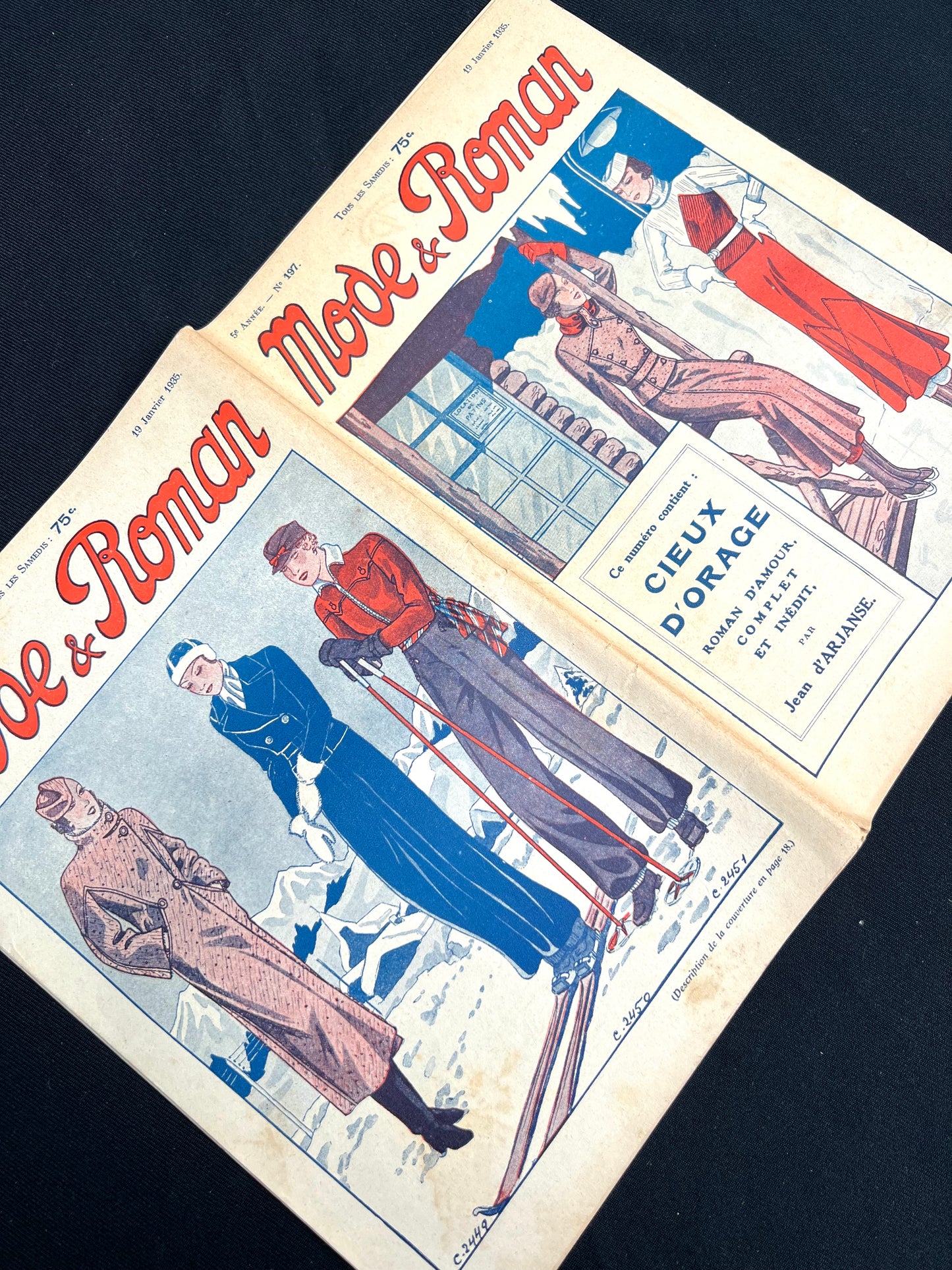 Ski-ing and Needlework in 19th January 1935 French Magazine Mode & Roman