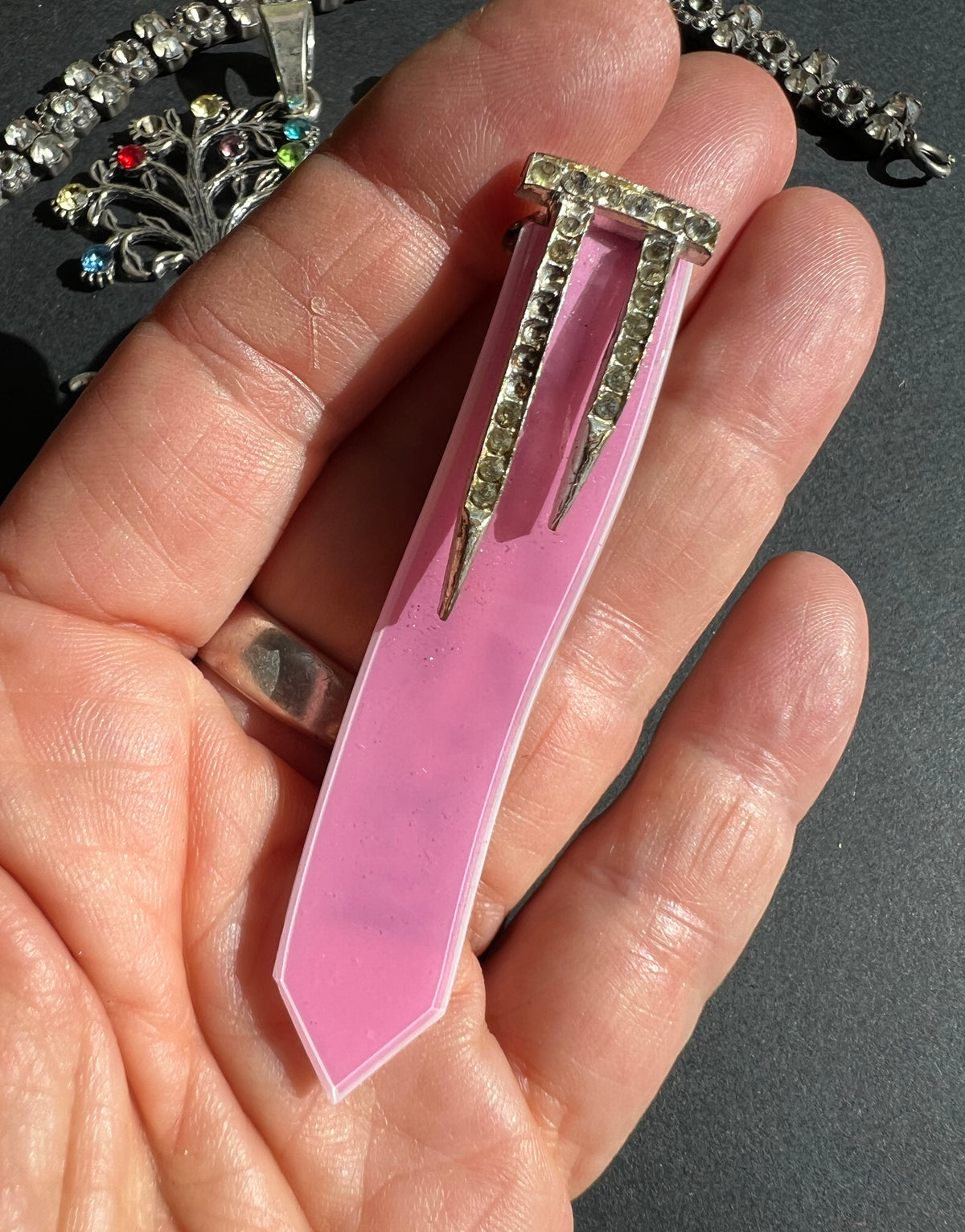 Job Lot of Vintage Jewellery incl. Glass Dress Clip that Need New Crystals