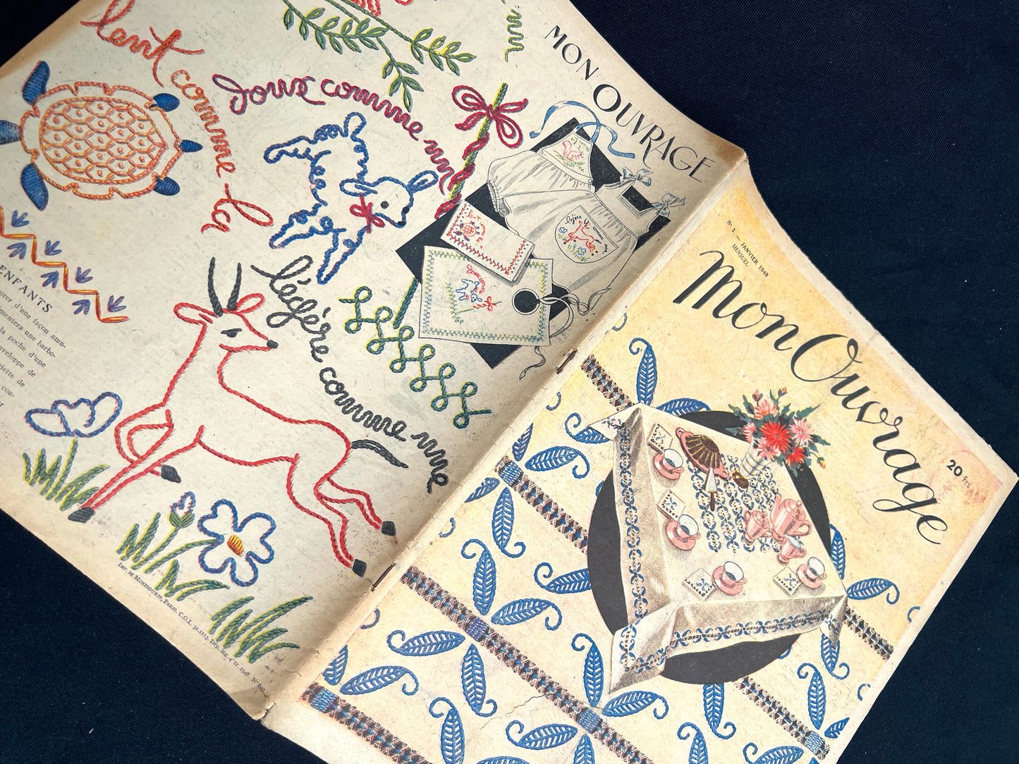 Needlework Projects in January 1949 French Handicrafts Paper Mon Ouvrage