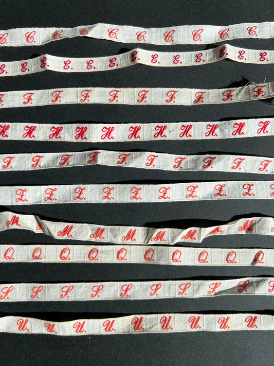 10 Strips of French Initial Laundry Tape