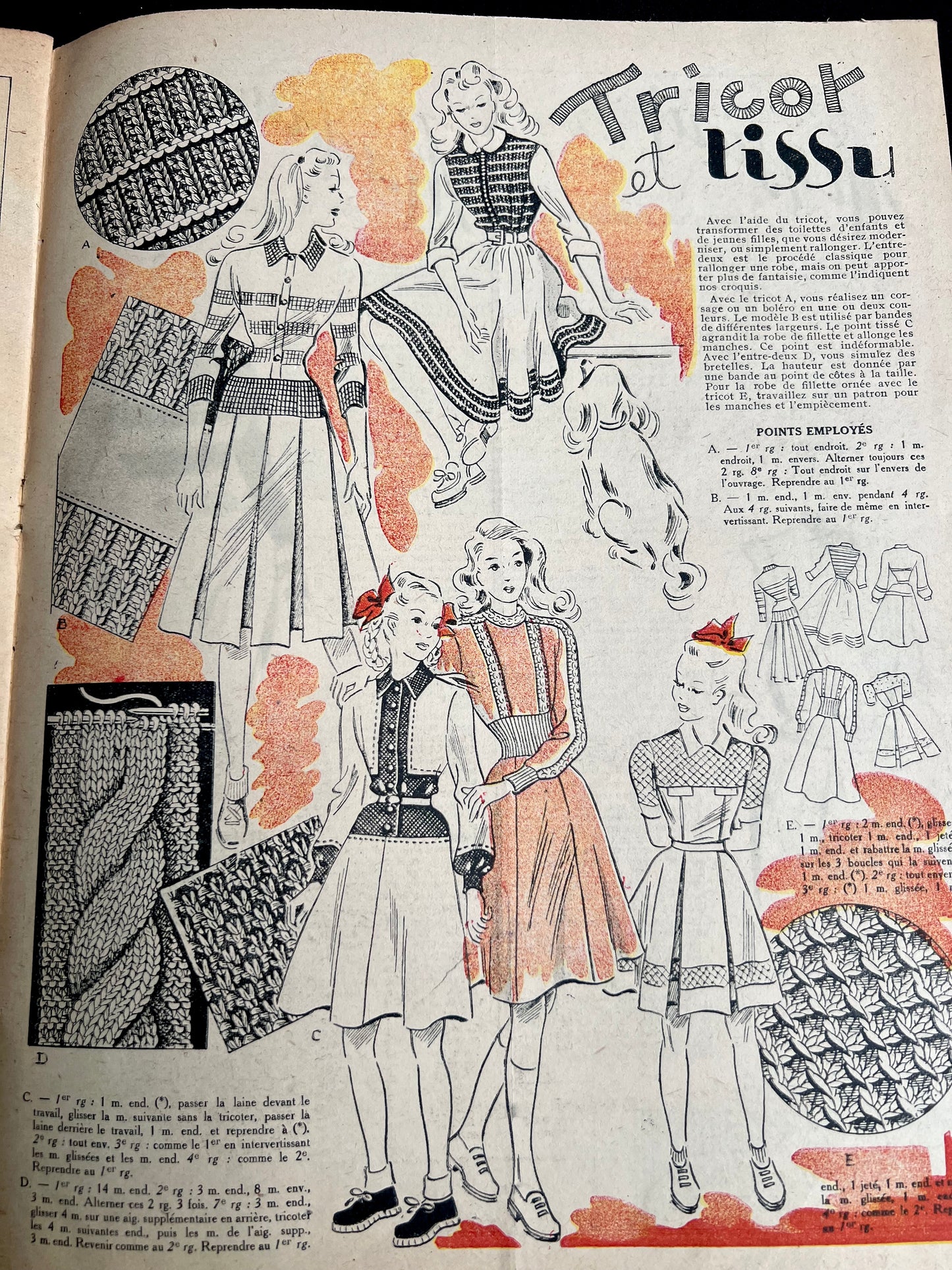 Needlework Projects in January 1949 French Handicrafts Paper Mon Ouvrage