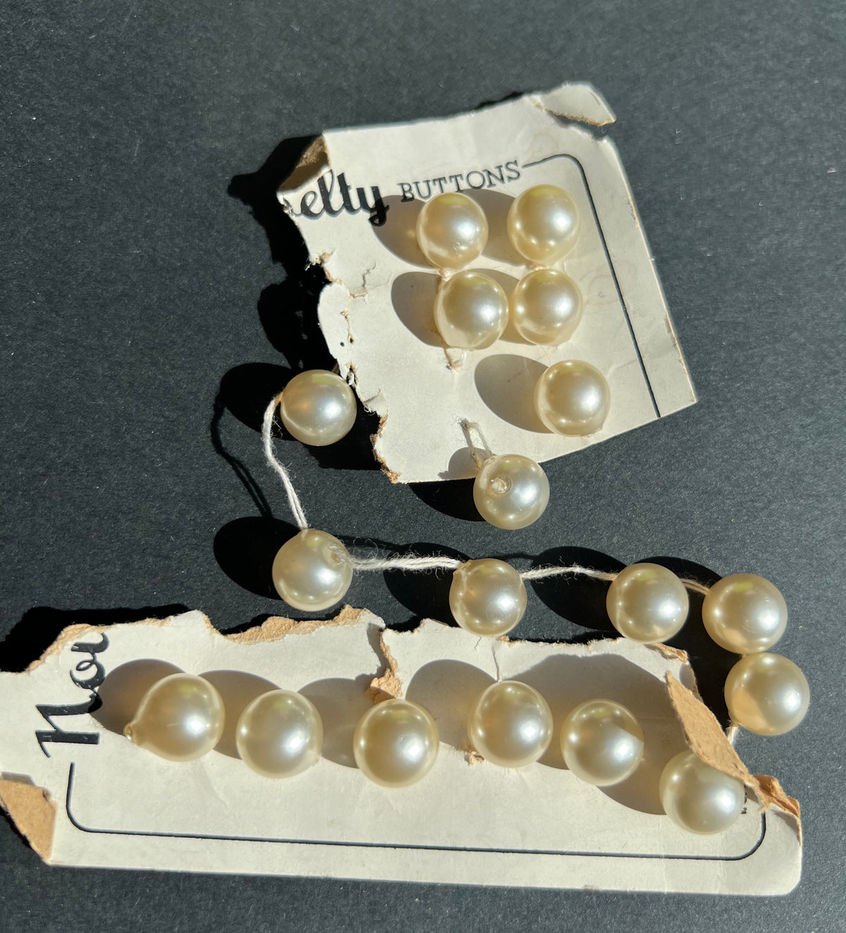 18 - 9mm wide Vintage Faux Pearl Buttons