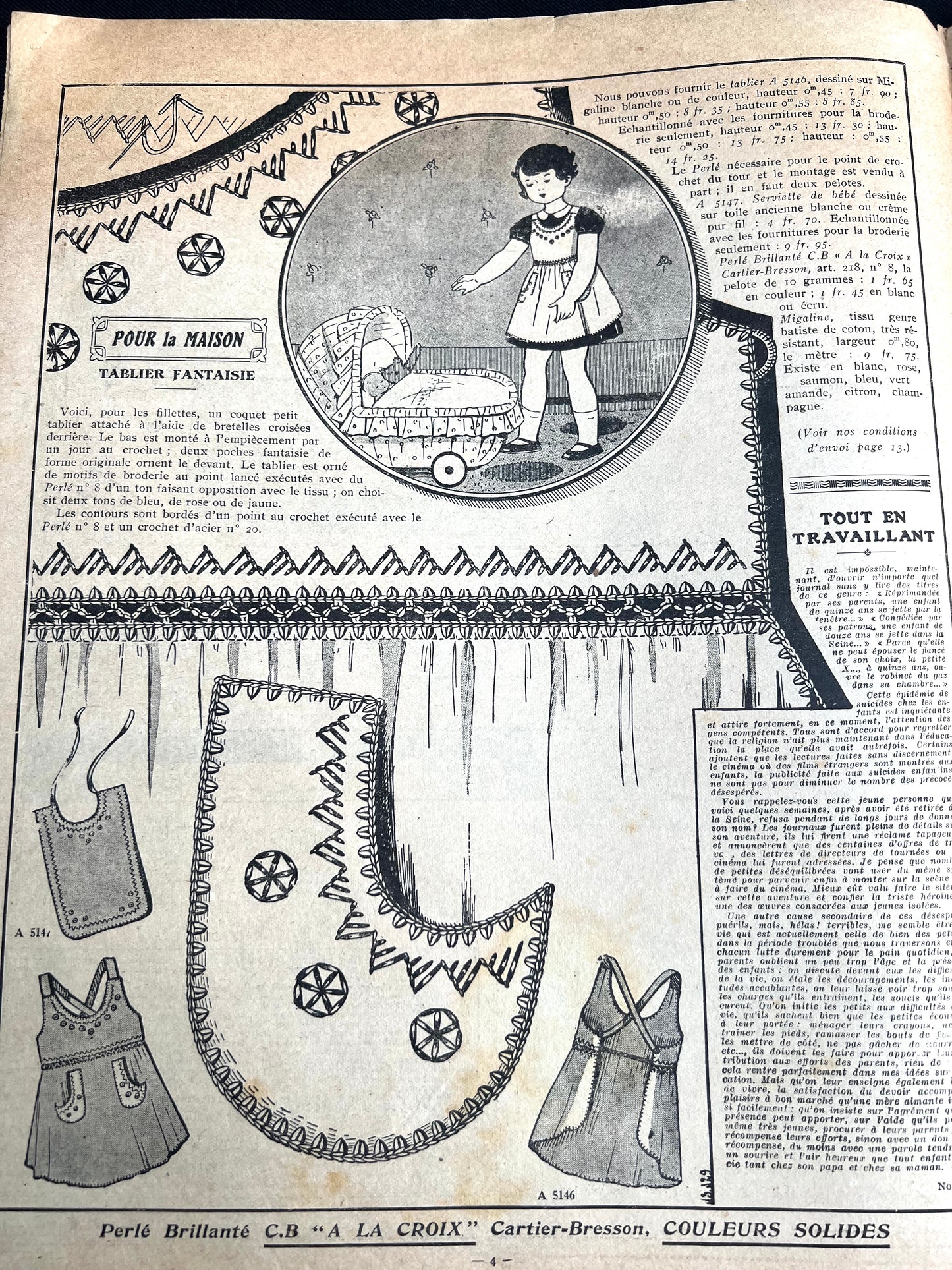 15th January 1933 French Handicrafts Paper Mon Ouvrage Wonderful Needlework, Interiors, Adverts