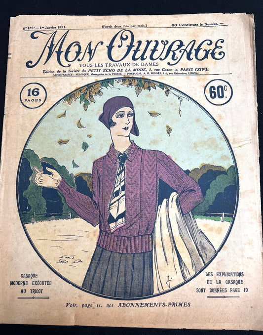 Homemaking and Crafts in 1st January 1931 French Handicrafts Paper Mon Ouvrage