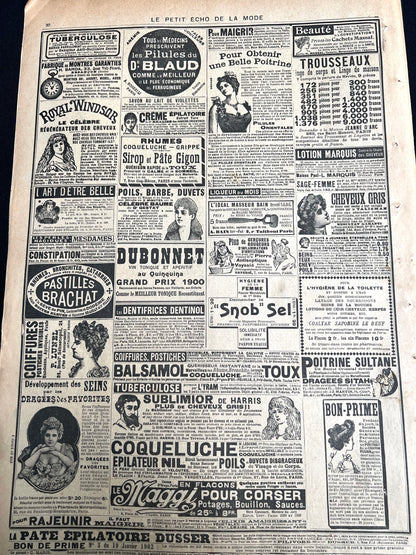 At The Races.. 19th January 1902 French Fashion Paper Le Petit Echo de la Mode