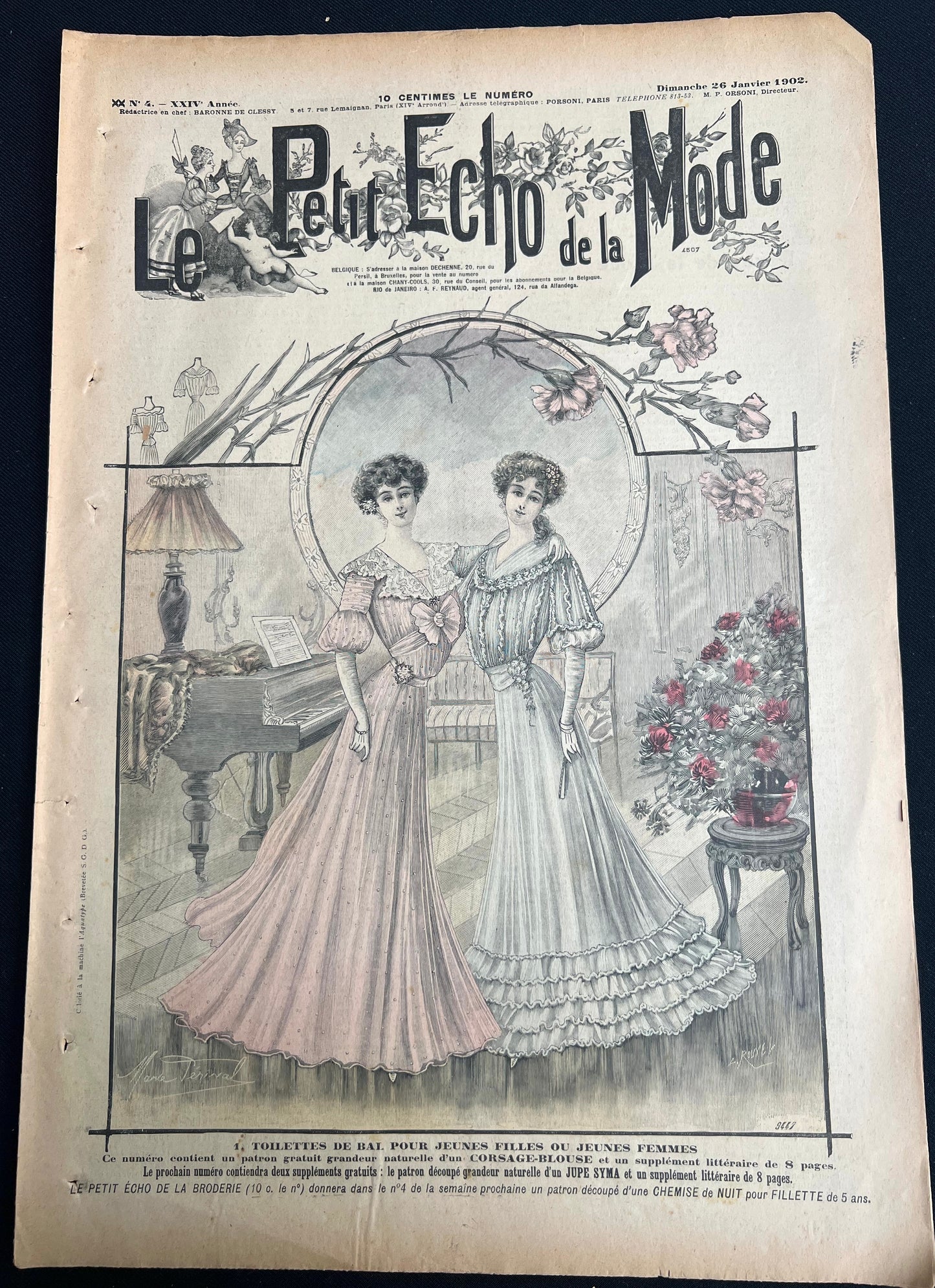 Charming Scene on 26th January 1902 French Fashion Paper Le Petit Echo de la Mode