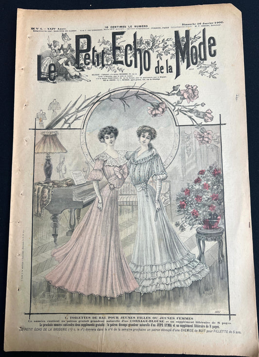 Charming Scene on 26th January 1902 French Fashion Paper Le Petit Echo de la Mode